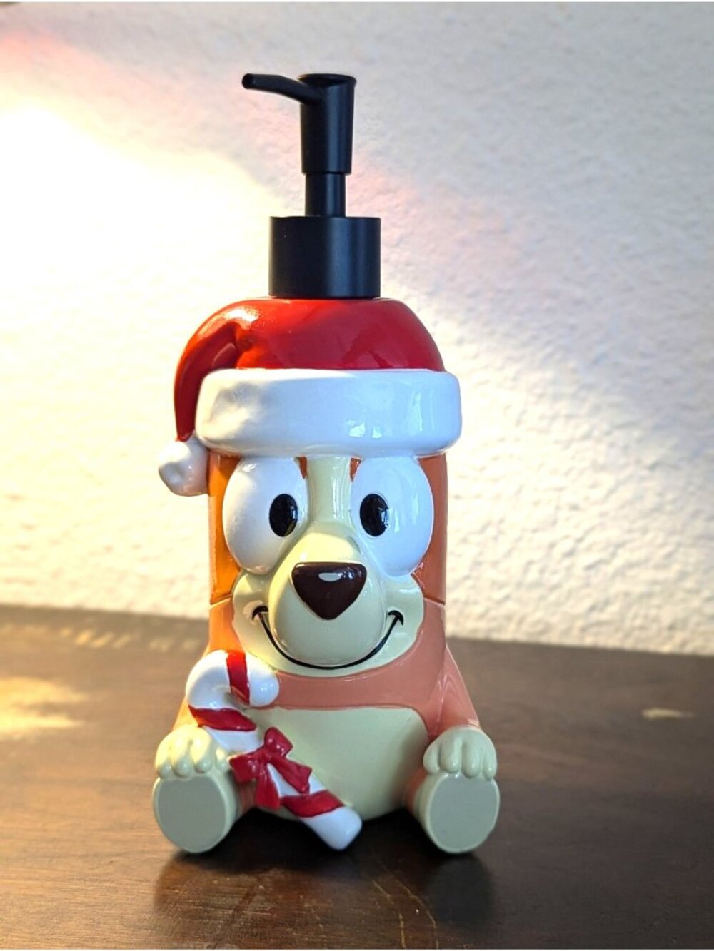 Bluey Ceramic Christmas Lotion Pump Dispenser With Santa Hat & Candy Cane